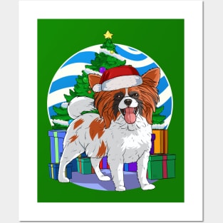 Papillon Cute Santa Christmas Gift Posters and Art